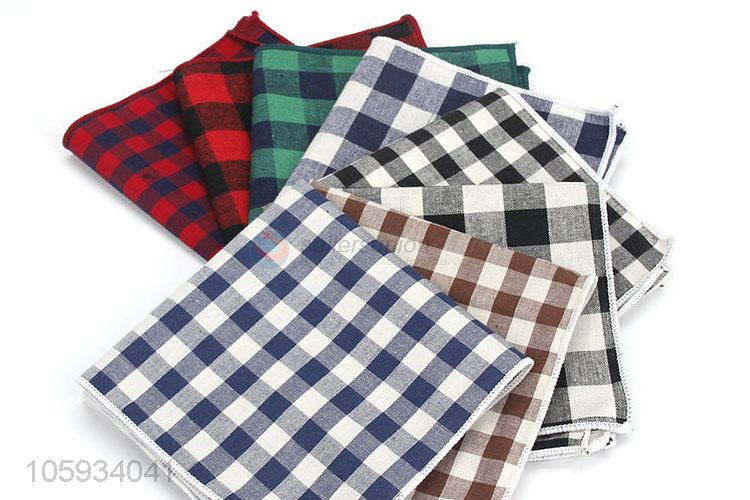 Fashion Plaid Cotton Business Pocket Squares For Men