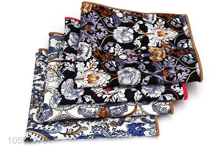 Fashion Flower Pattern Business Pocket Squares For Men