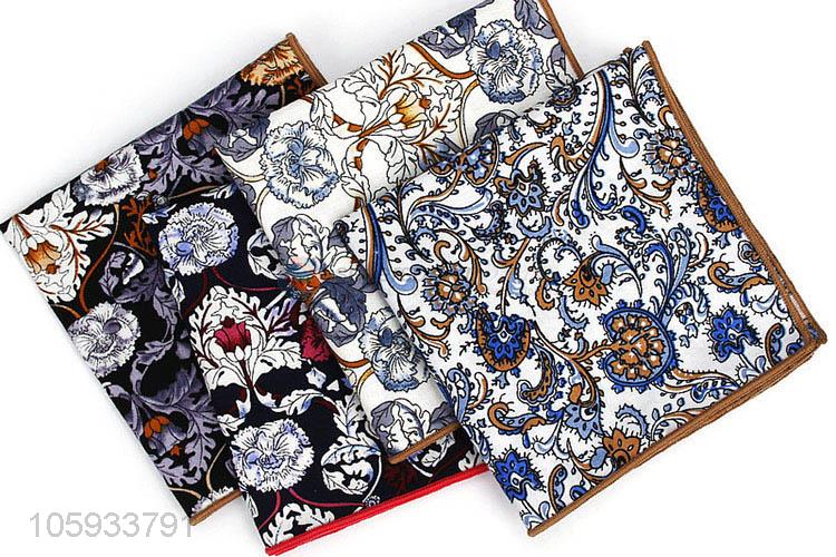 Fashion Flower Pattern Business Pocket Squares For Men