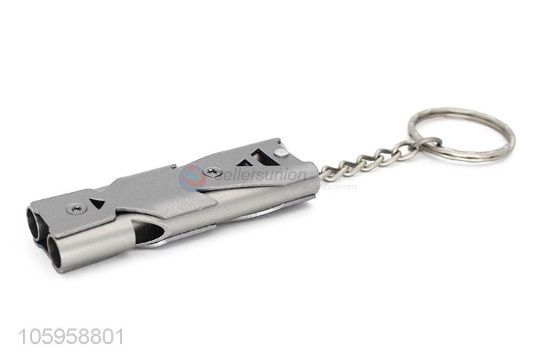 High quality double pipe high decibel stainless steel outdoor emergency survival whistle