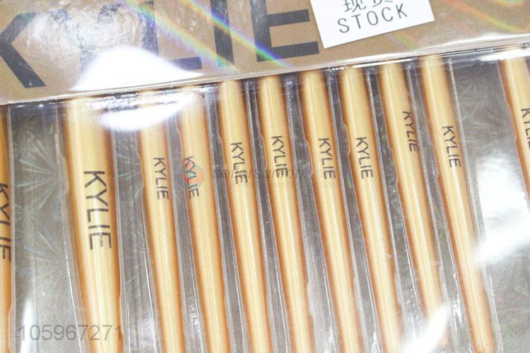 Best sale 12pcs gold makeup brush set with nylon hair brush