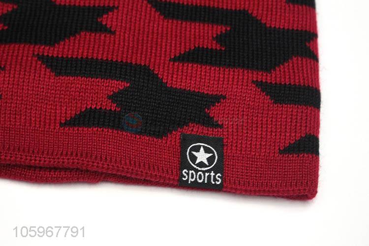 Custom adult colorful jacquard men winter knitted cap