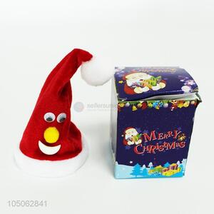 New design hot selling red Christmas hat with music