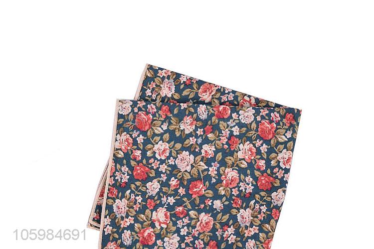 Factory wholesale men pocket square flower printed handkerchief