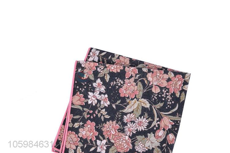 Factory promotional men pocket square flower printed handkerchief