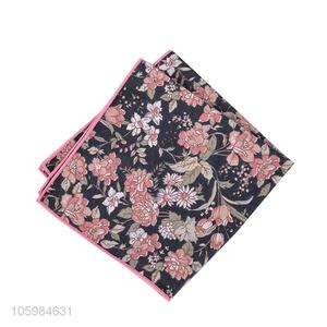 Factory promotional men pocket square flower printed handkerchief