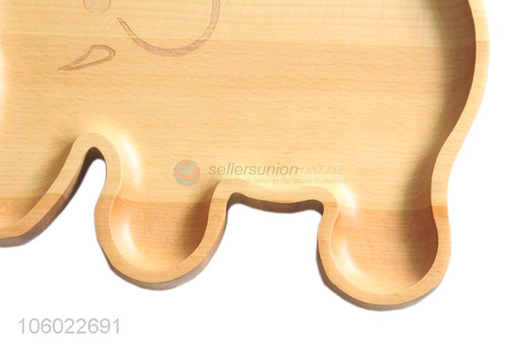 Cartoon Elephant Shape Wooden Baby Bowl Dinner Plate