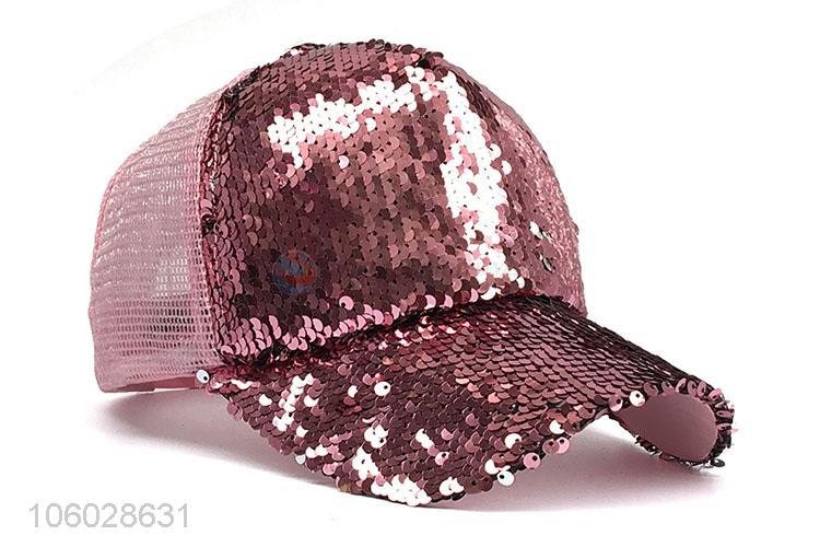 Factory Promotional Fashion Sequin Sports Peaked Cap