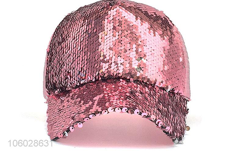 Factory Promotional Fashion Sequin Sports Peaked Cap