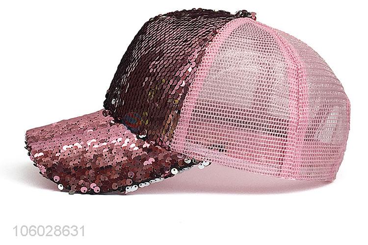 Factory Promotional Fashion Sequin Sports Peaked Cap