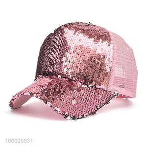 Factory Promotional Fashion Sequin Sports Peaked Cap