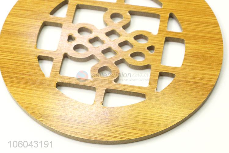 New design kitchen utensils retro round hollow-out bamboo placemat