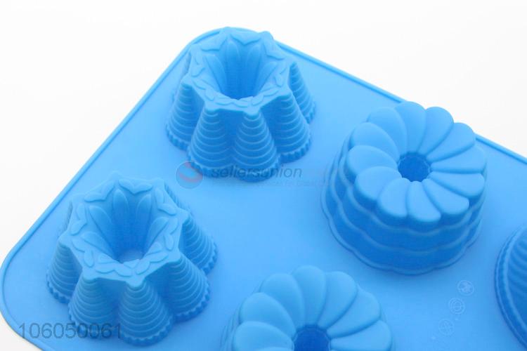 Hot selling 6 cup silicone fancy cake mold