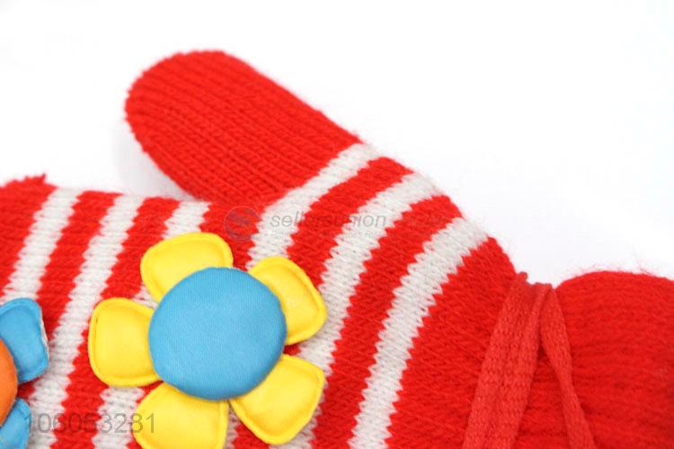 Fashion red winter warm knitted children gloves