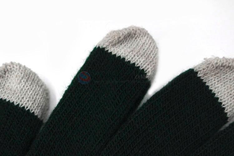 Customized knitted five finger gloves winter warm touch screen gloves