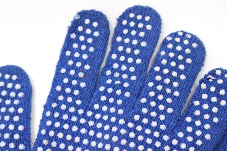 High quality pvc dotted blue knitted gloves dispensing non-slip wear gloves