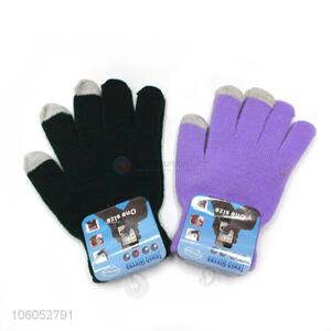 Customized knitted five finger gloves winter warm touch screen gloves