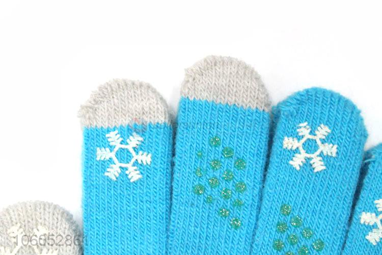 Custom knitted acrylic winter warm sports touched screen gloves