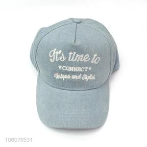 Cheap price 100% cotton sport hat letter embroidery plain denim fabric hats