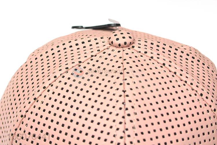 High quality pink pu leather fashion baseball cap