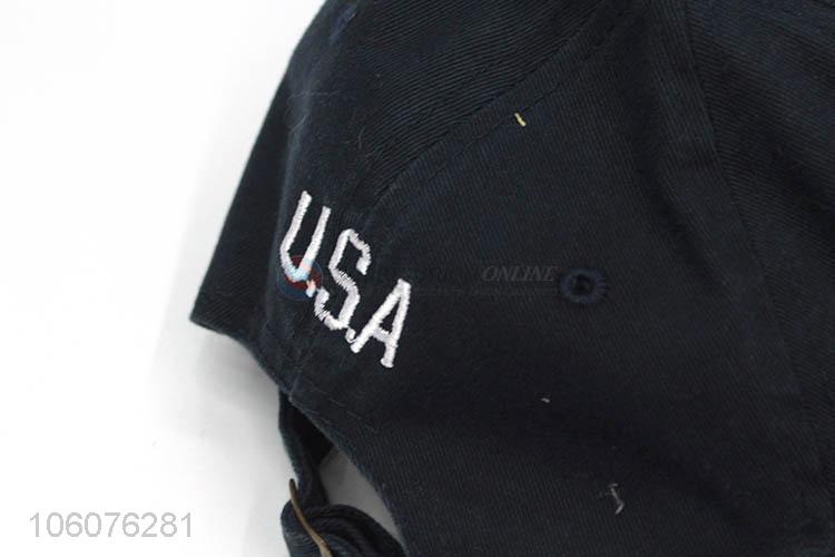 Unique design letter embroidered 100% cotton black baseball cap