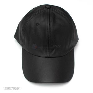 Promotional black pu baseball cap