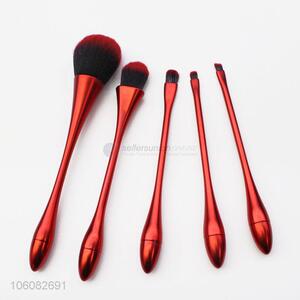 New red 5pcs make up brushes natural nylon hair matte handle makeup brush set