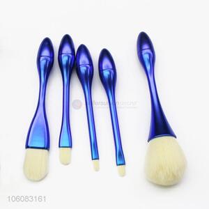 Best price blue matte plastic handle nylon synthetic hair makeup brush set with holder