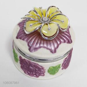 Delicate flower ornament ceramic jewel box trinket present box