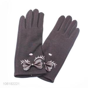 Custom Bowknot Design Winter Warm Gloves For Women