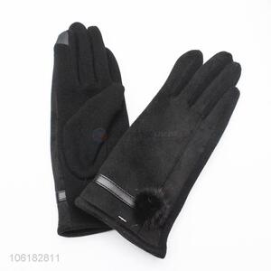 Hot Selling Winter Suede Gloves With Pompon Ball