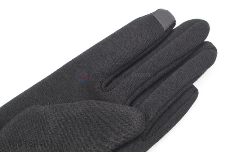 Fashion Ladieswinter Warm Gloves With Leather Bowknot