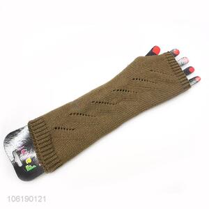 China Manufacturer Knitted Mittens Women Long Fingerless Gloves