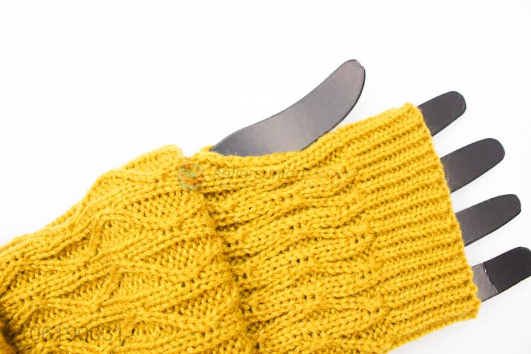 Chinese Factory Fashion Lady Winter Wrist Arm Warmer Knitted Long Gloves