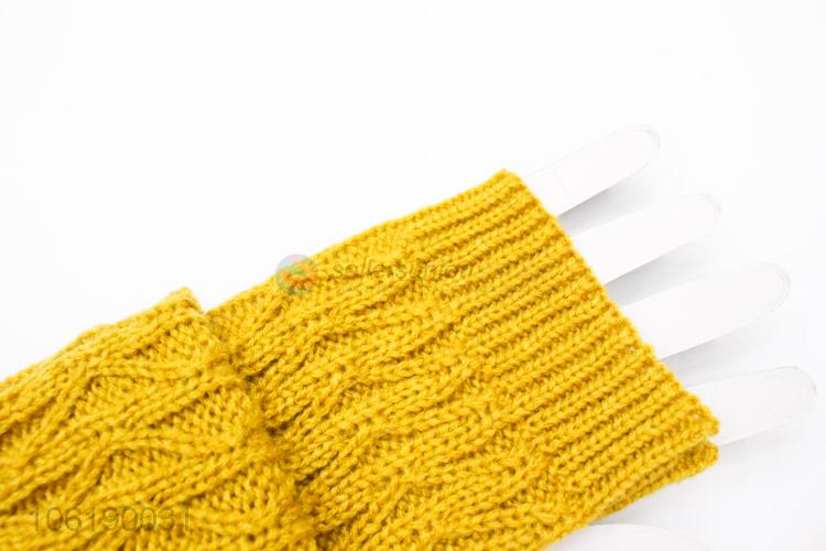 Chinese Factory Fashion Lady Winter Wrist Arm Warmer Knitted Long Gloves