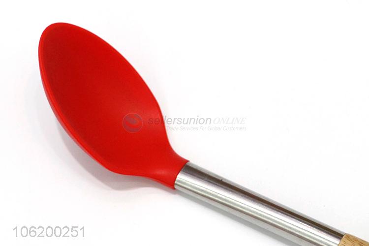 Heat-Resistant Long Handle Silicone Soup Meal Rice Cooking Spoon