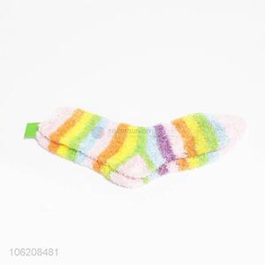 High Quality Rainbow Stripes Towel Sock