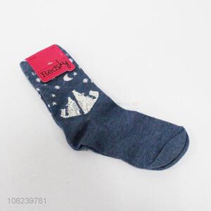 Newly design cartoon wolf printed women winter socks