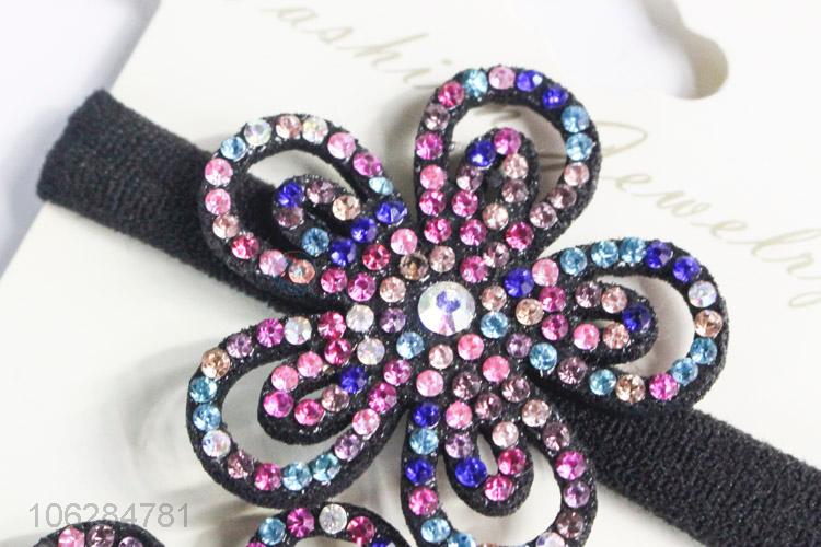 Excellent quality colored glass stones flower hair rope