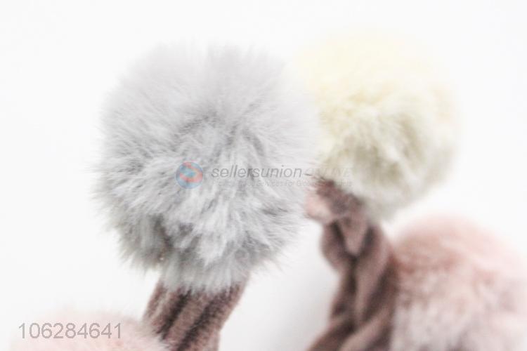 Factory direct supply fashion artificial fur ball hair ring