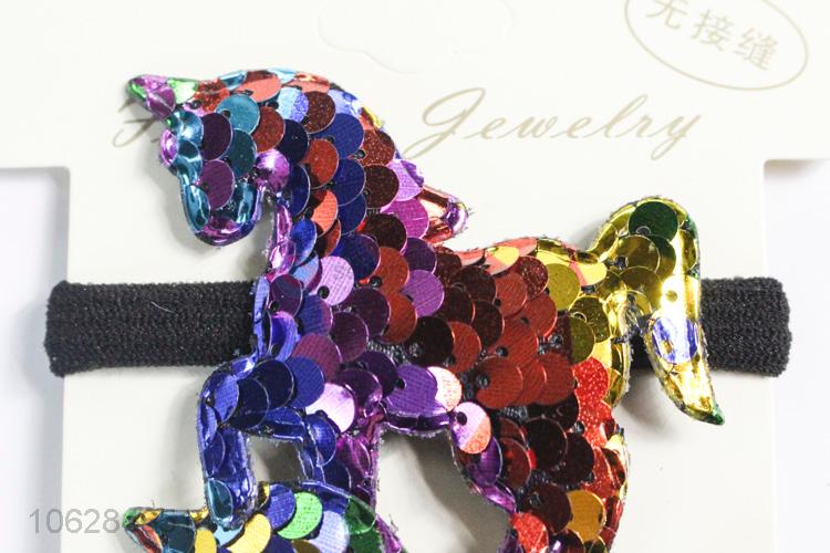 Suitable price sequin unicorn shape hair ring hair rope