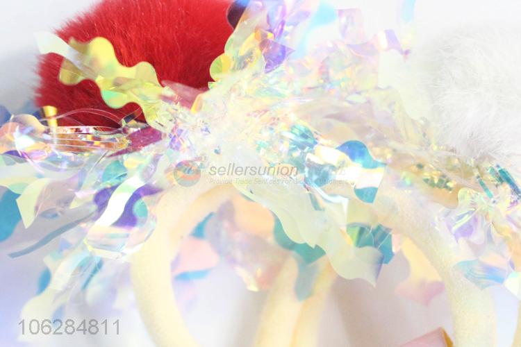 Good quality laser plastic hair ring pompom hair rope