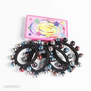 Promotional low price colored steel beads hair ring