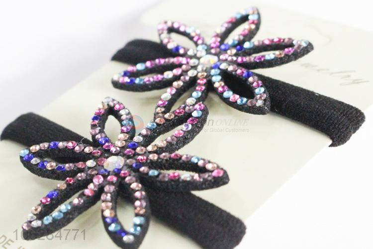 China suppliers colorful glass stones flower hair ring