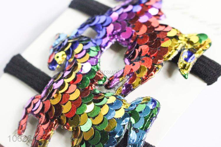 Suitable price sequin unicorn shape hair ring hair rope