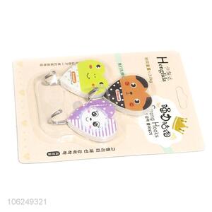 Low price 3pcs cartoon animal design heart shaped sticky hooks