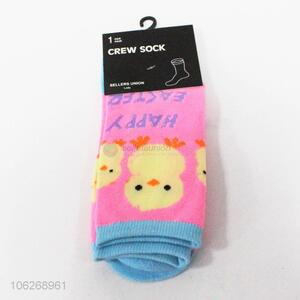 Reasonable price chick pattern ladies crew socks