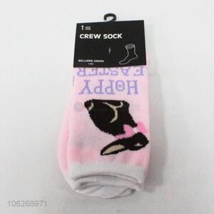 China factory bunny pattern ladies crew socks