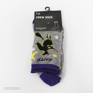 Factory directly supply witch pattern ladies crew socks