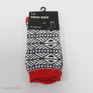 Customized geometric pattern ladies crew socks